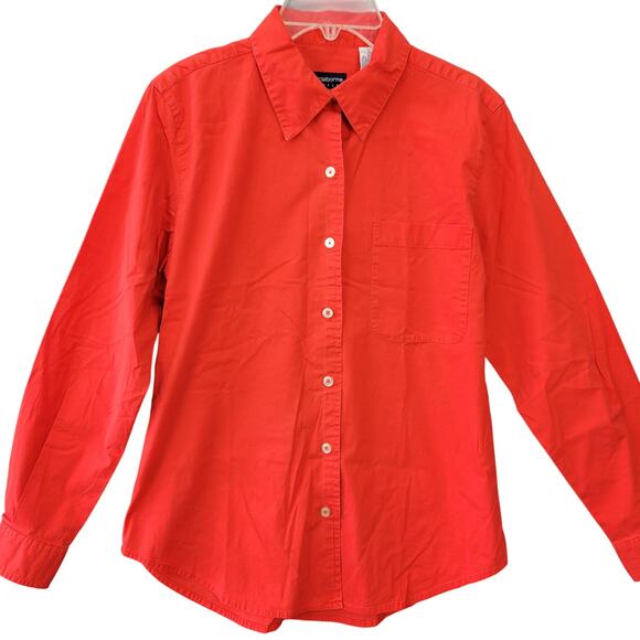 Liz Claiborne Tops - Liz Claiborne Red Shirt Bold Stretch Classic Long Sleeves Button Up Women Size S